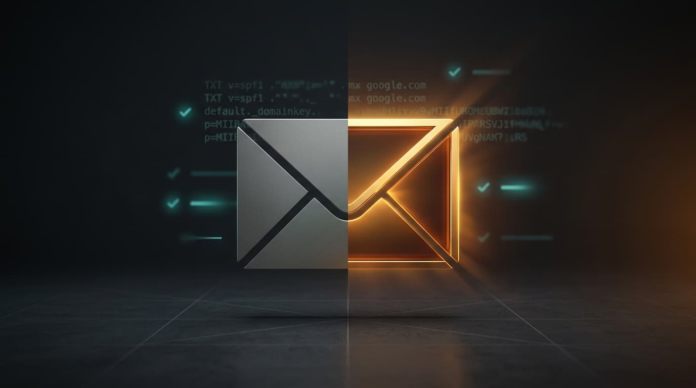 Branded email domain configuration interface showing SPF, DKIM, and DMARC record setup
